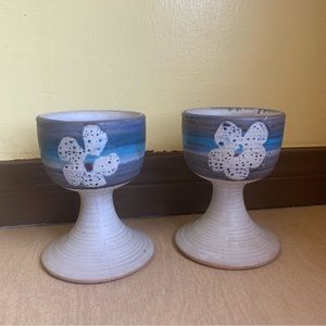 A pair of 1972 Pacific Stoneware USA B Welsh goblets vintage